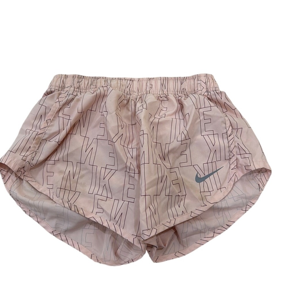 Nike Womens Pink Dri-FIT Running Shorts Logo Print Liner Size Small Activewear